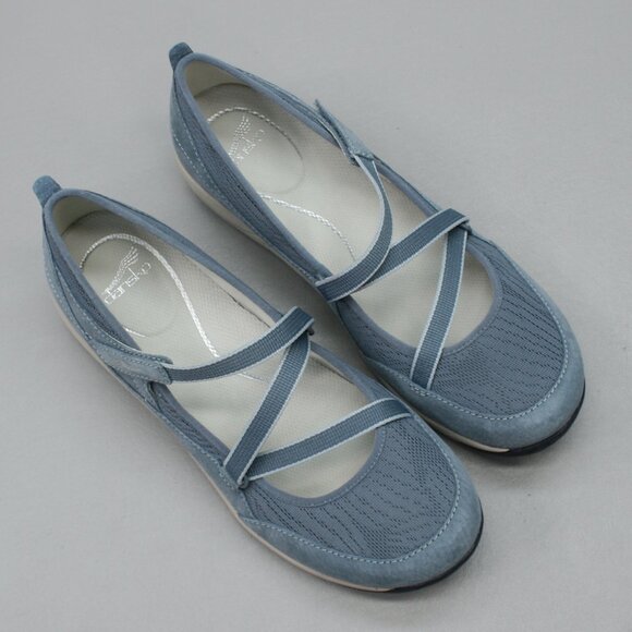 Dansko 41 Ladies 10.5-11 Hilda Denim Blue Mary Jane Hook Loop Strap Wedge Shoes - Picture 6 of 12